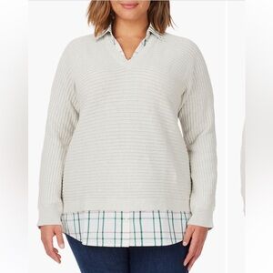 Foxcroft NYC Collared Sweater Top Women’s Size 2X